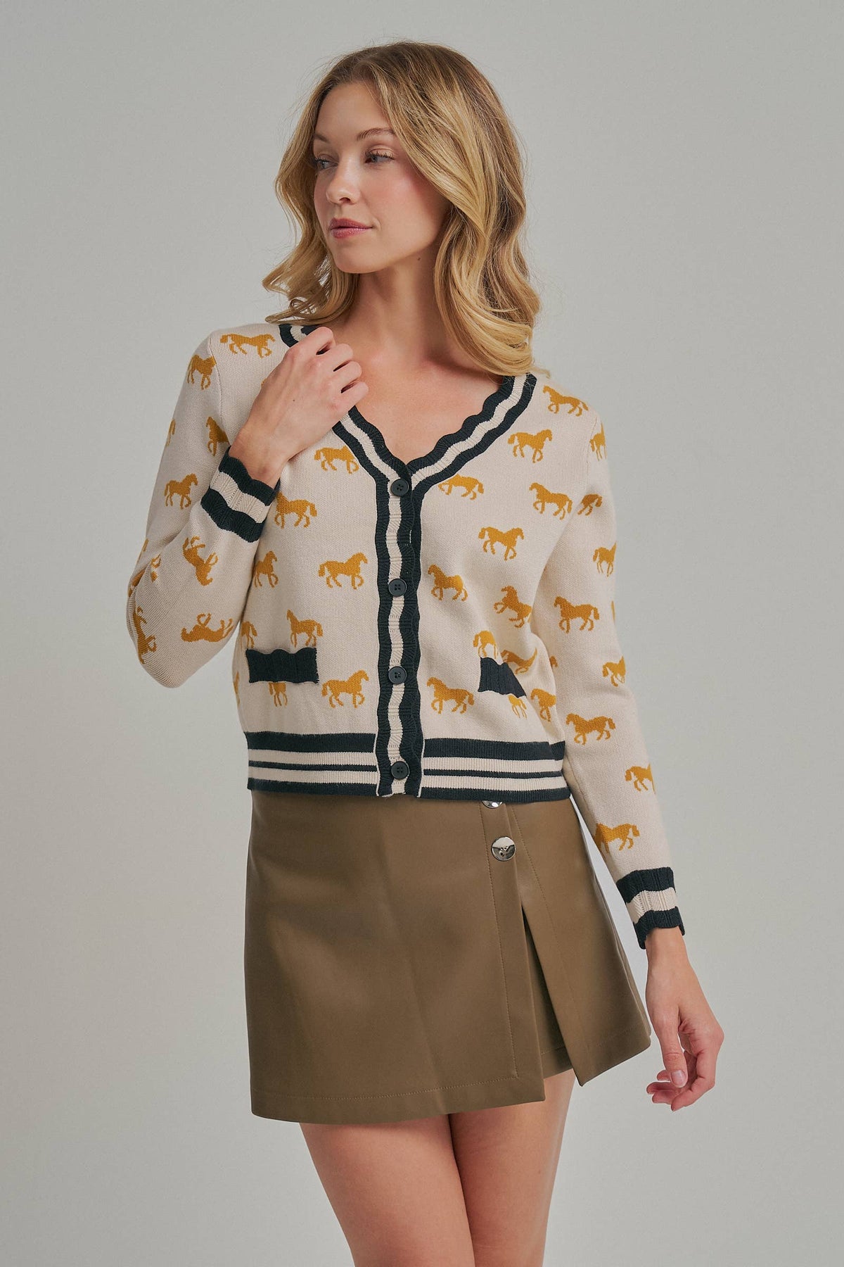 BON - SUPER SOFT HORSE PRINT KNIT CARDIGAN_JLT00386-01