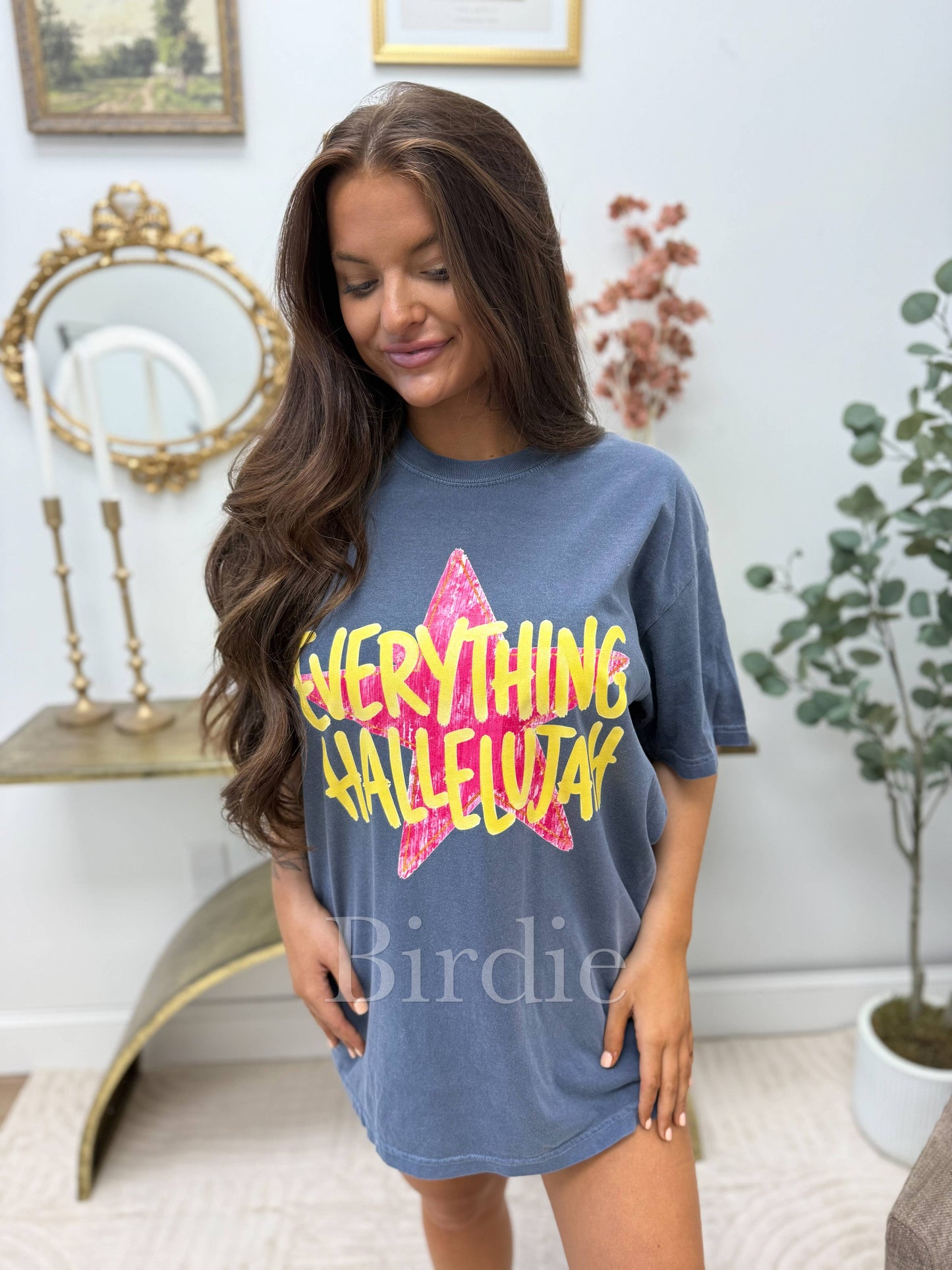 birdie - Everything Hallelujah Graphic Tee on Denim