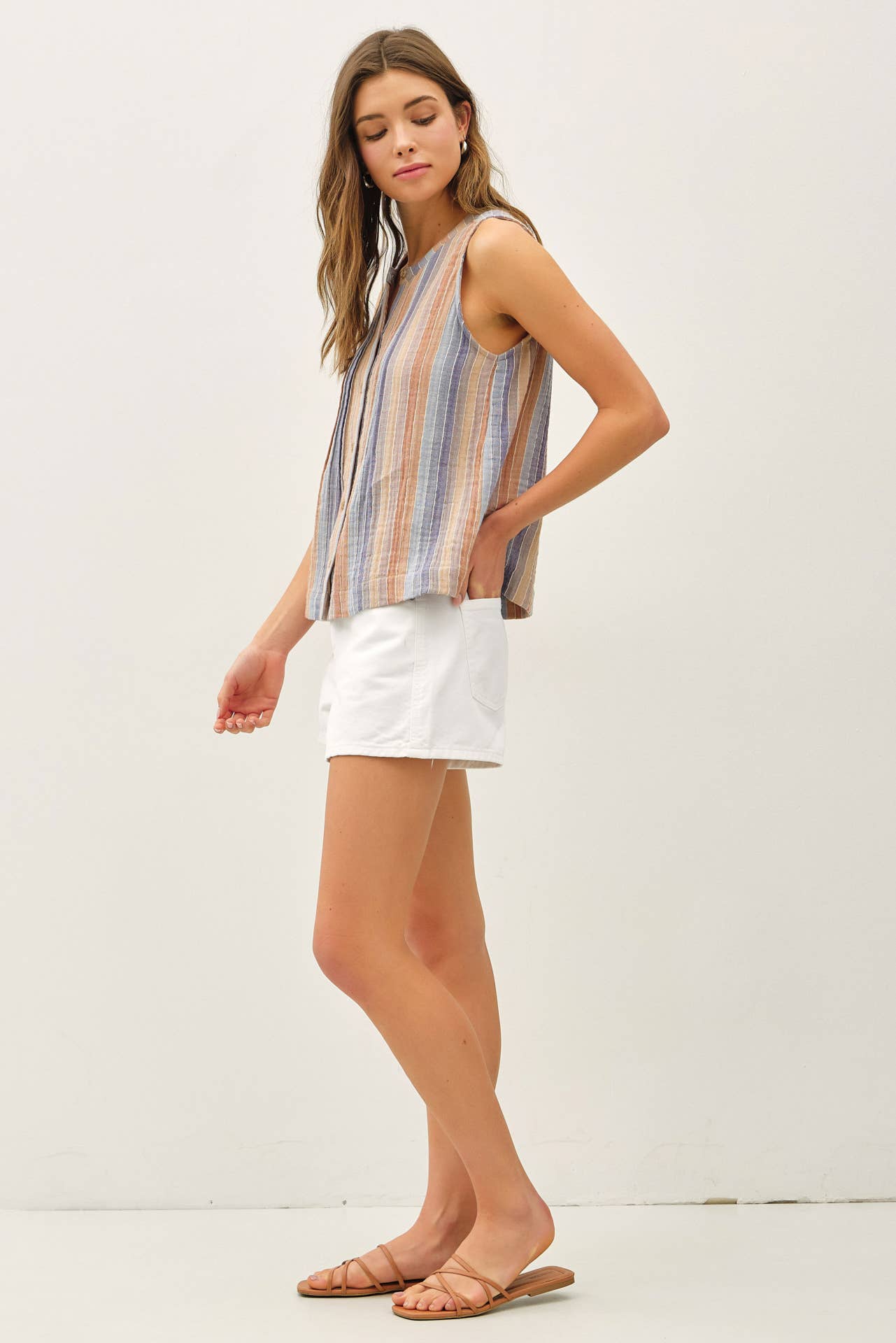 Be Cool - MULTI COLOR STRIPED GAUZE TOP