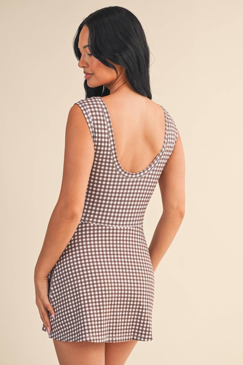 KIMBERLY C - Gingham Print Sleeveless Wrap Tie Front Dress