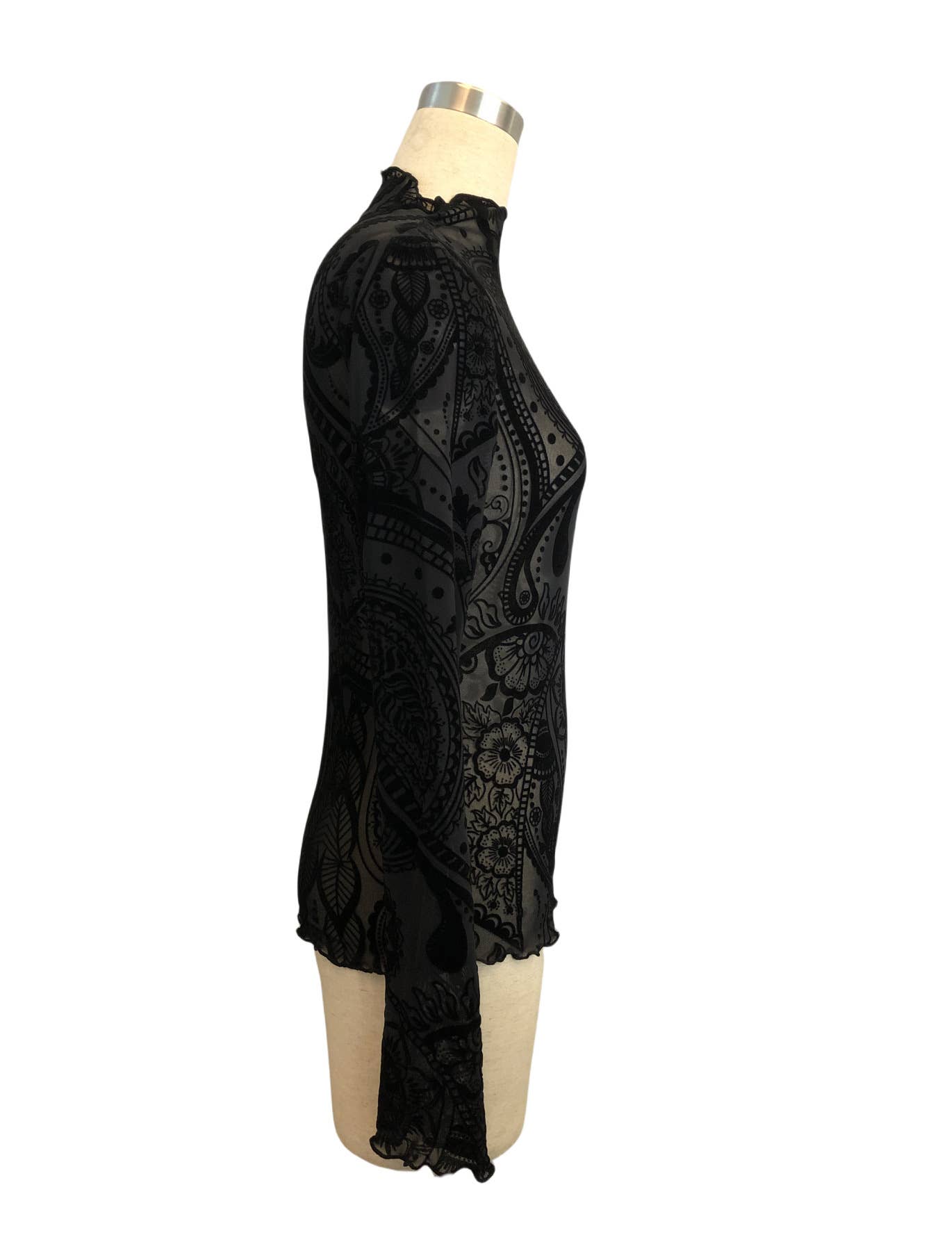 Hope & Sunshine - Paisley Velvet Print Mesh Top