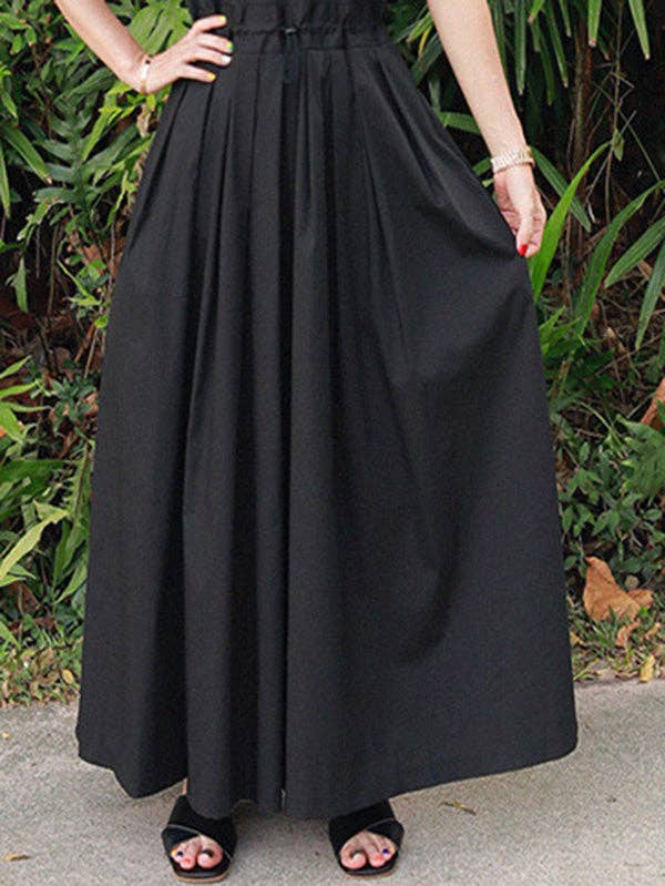 Casual Wide-leg Jumpsuit: BLACK / L