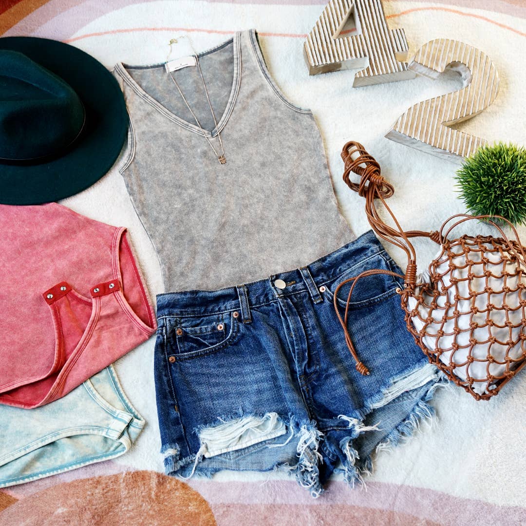 42POPS - `.Washed & Solid Cotton Bodysuit w/Snap Button closure