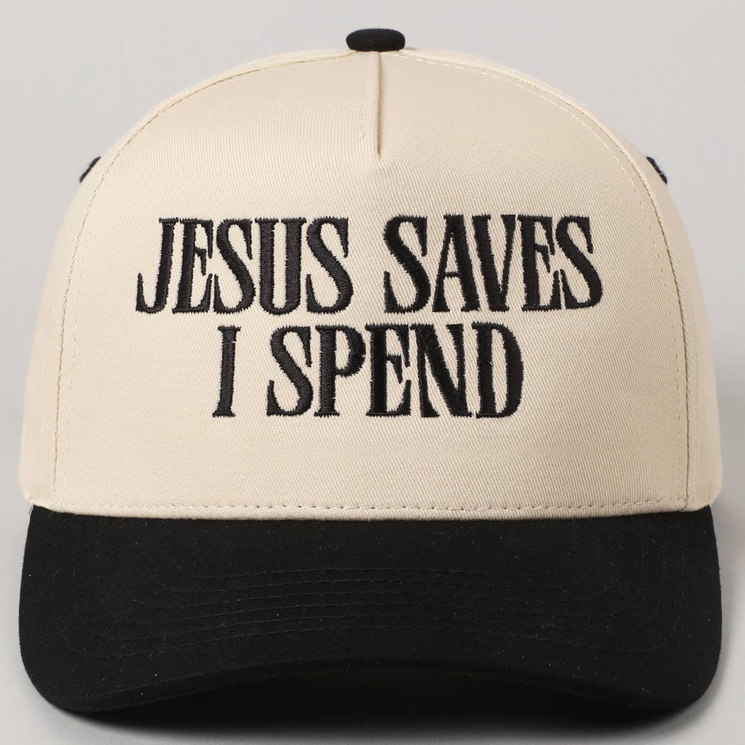 Fashion City - JESUS SAVES I SPEND Embroidery Trucker Hat