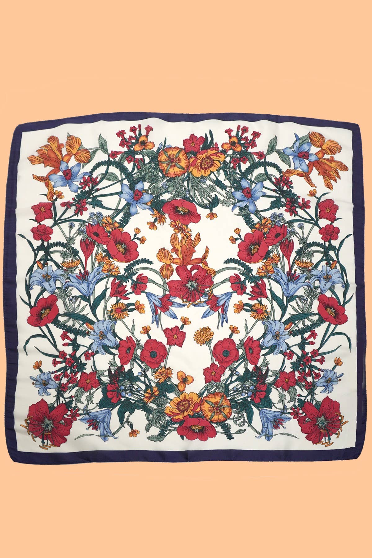 Floral Black Trim Scarf