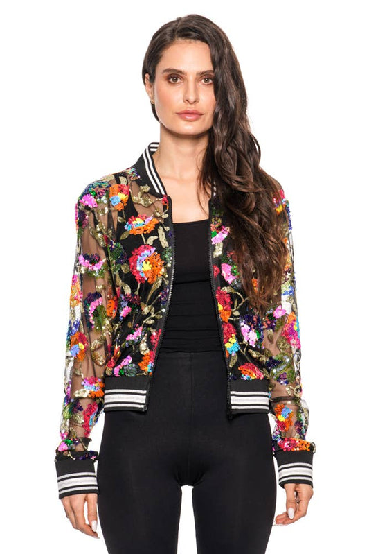 Adore - A321-B - Floral Embroidered Bomber Jacket