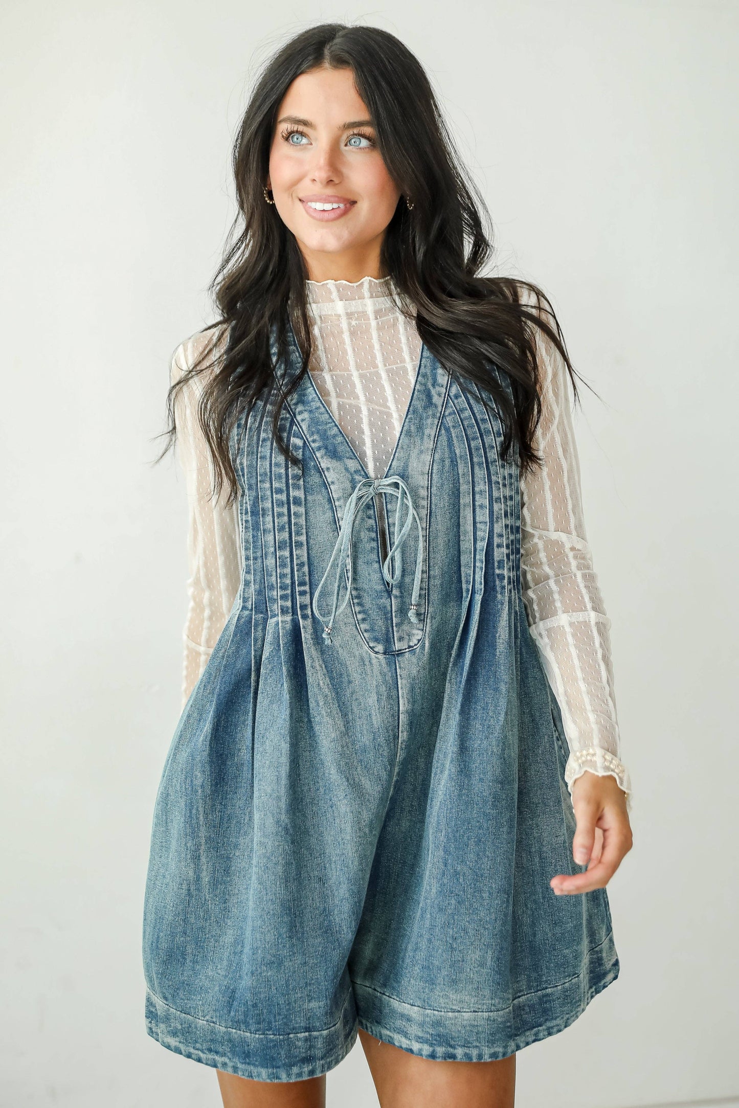 Precious Look Denim Romper: Denim / Large