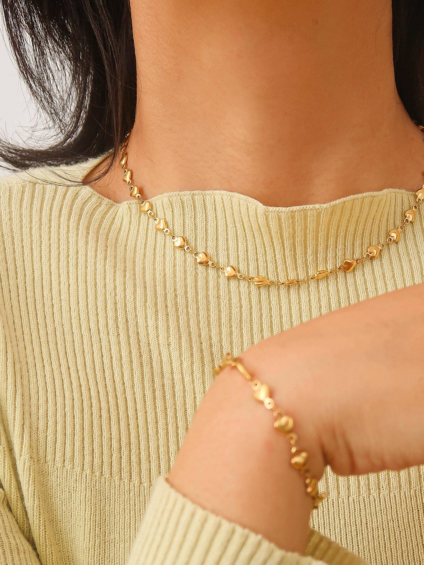 Flânerie by MAIQ - Madeleine Non-Tarnish Petite Heart Chain Bracelet, Necklace