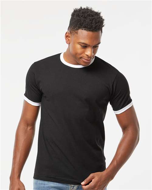 Total Apparel - Tultex Unisex Fine Jersey Ringer Blank T-Shirt | Retro 246