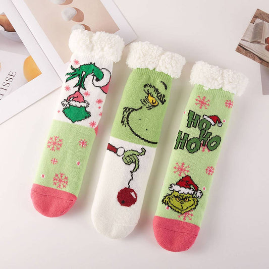 Sensibling Corp. - 6Pairs - Holiday Grinch Non-Slip Cozy Winter Socks Set