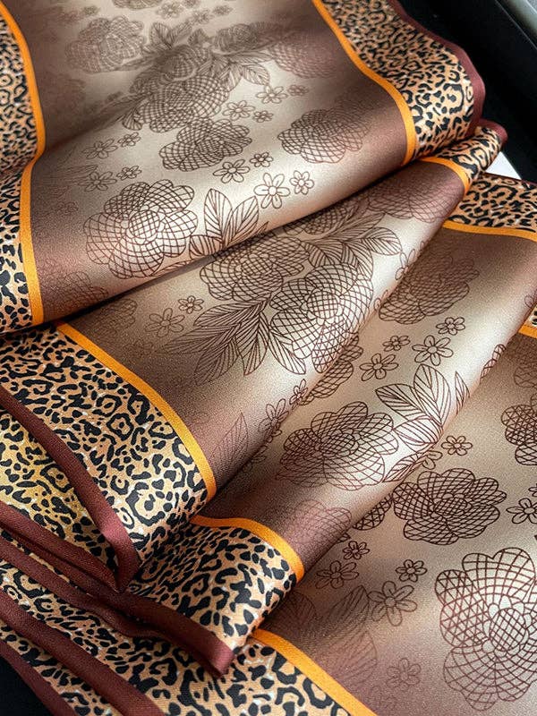 Urban Leopard Printed Silk Imitation Scarf: GREEN / One_size
