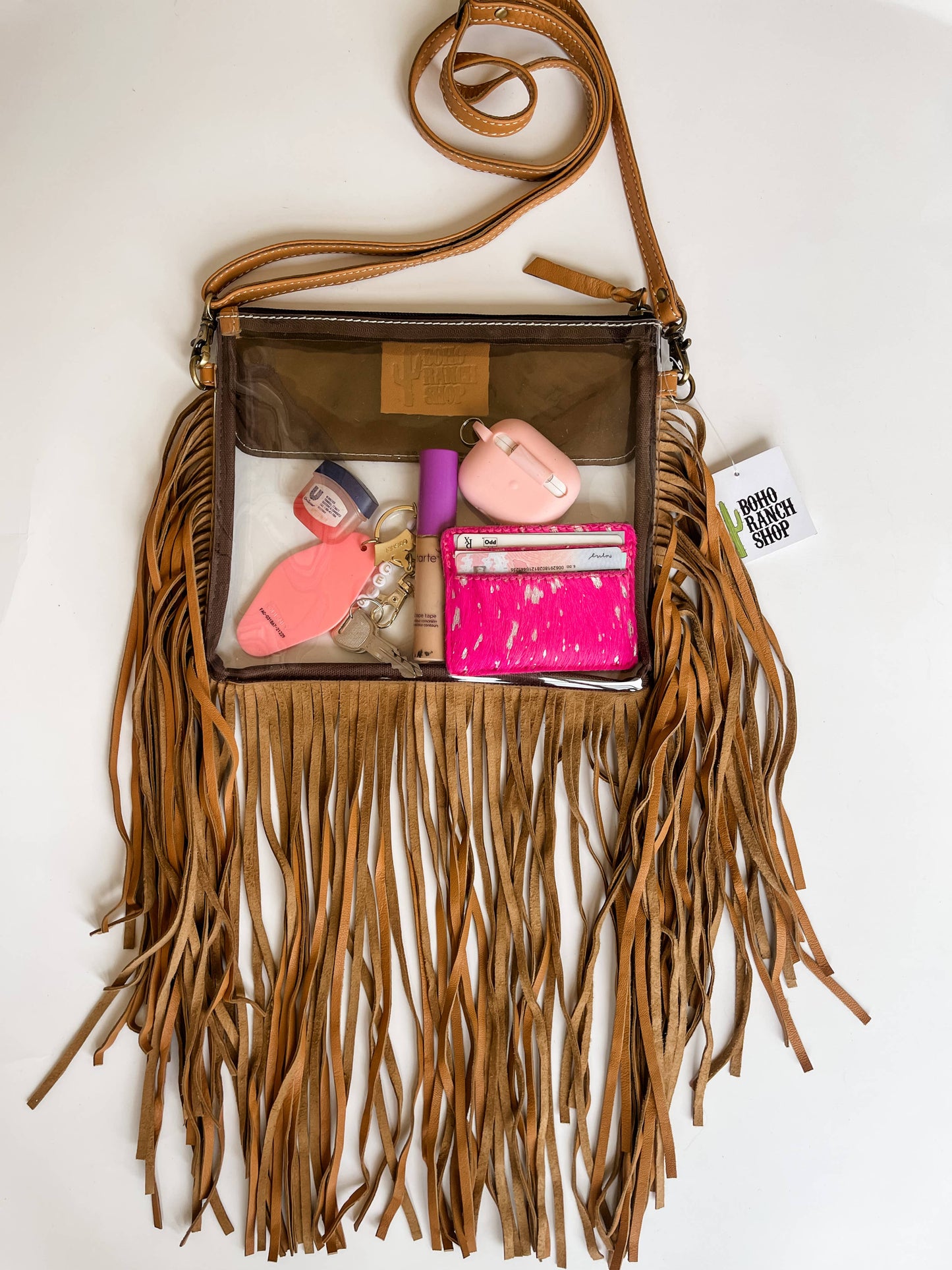 Boho Ranch Shop - Hand Tooled Clear Purse Crossbody - Concert Game Day Stadium