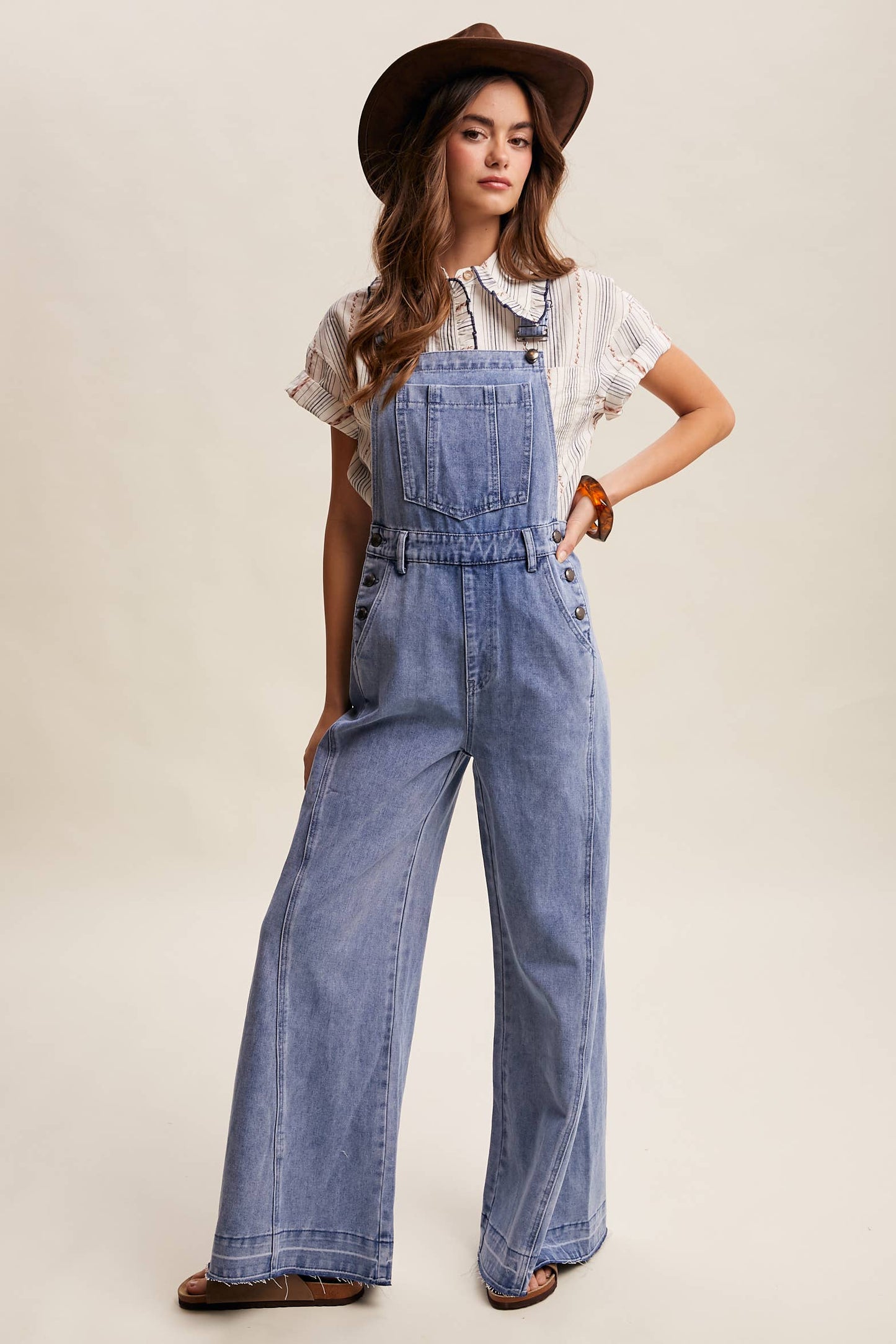 Wide Leg Denim Overalls LRP0296