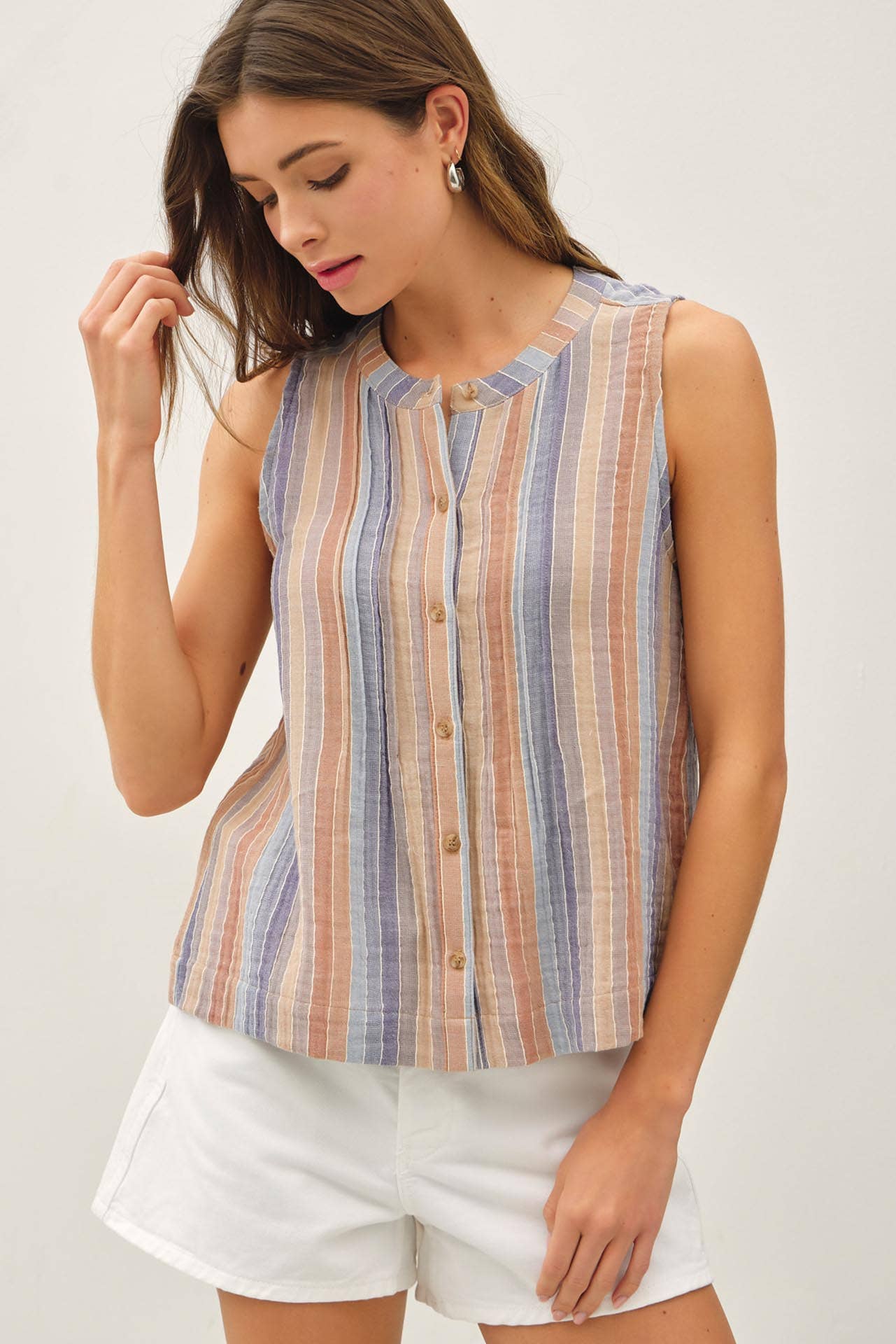 Be Cool - MULTI COLOR STRIPED GAUZE TOP