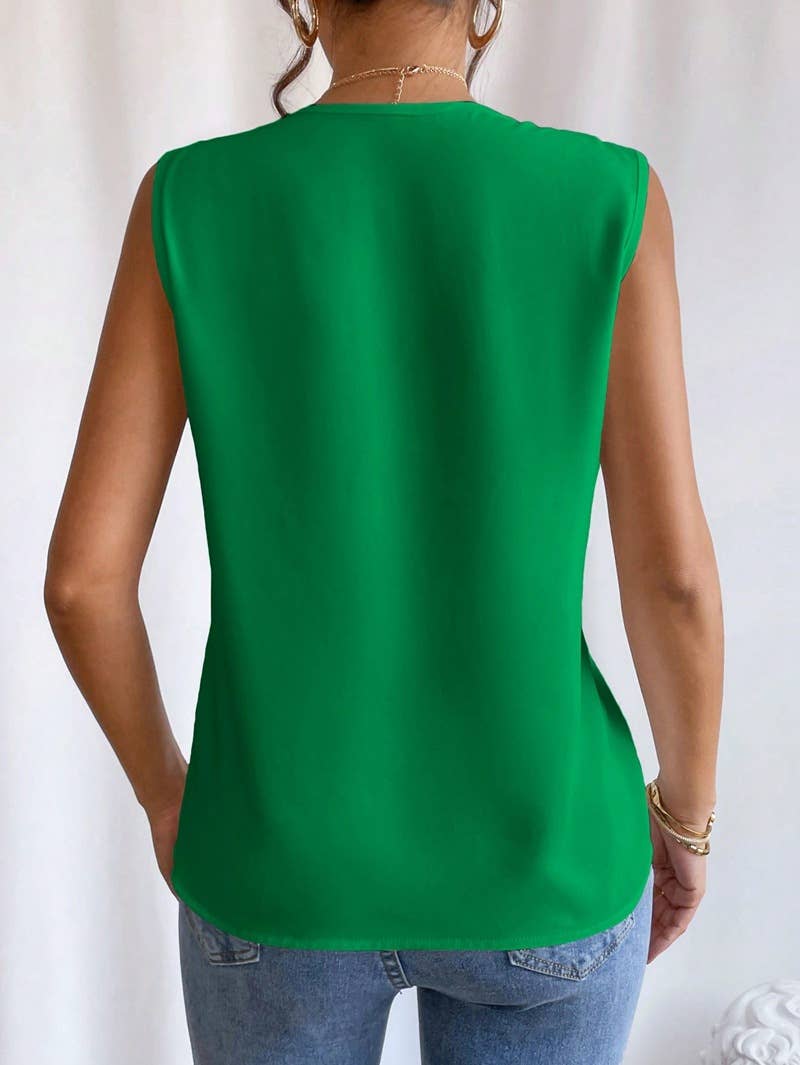Lily Clothing - MULTI-LEVEL V-NECK SOLID COLOR BLOUSE