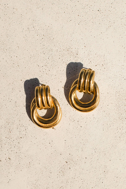 Panache Apparel Co. - Luxe Gold Textured Dangle Earrings