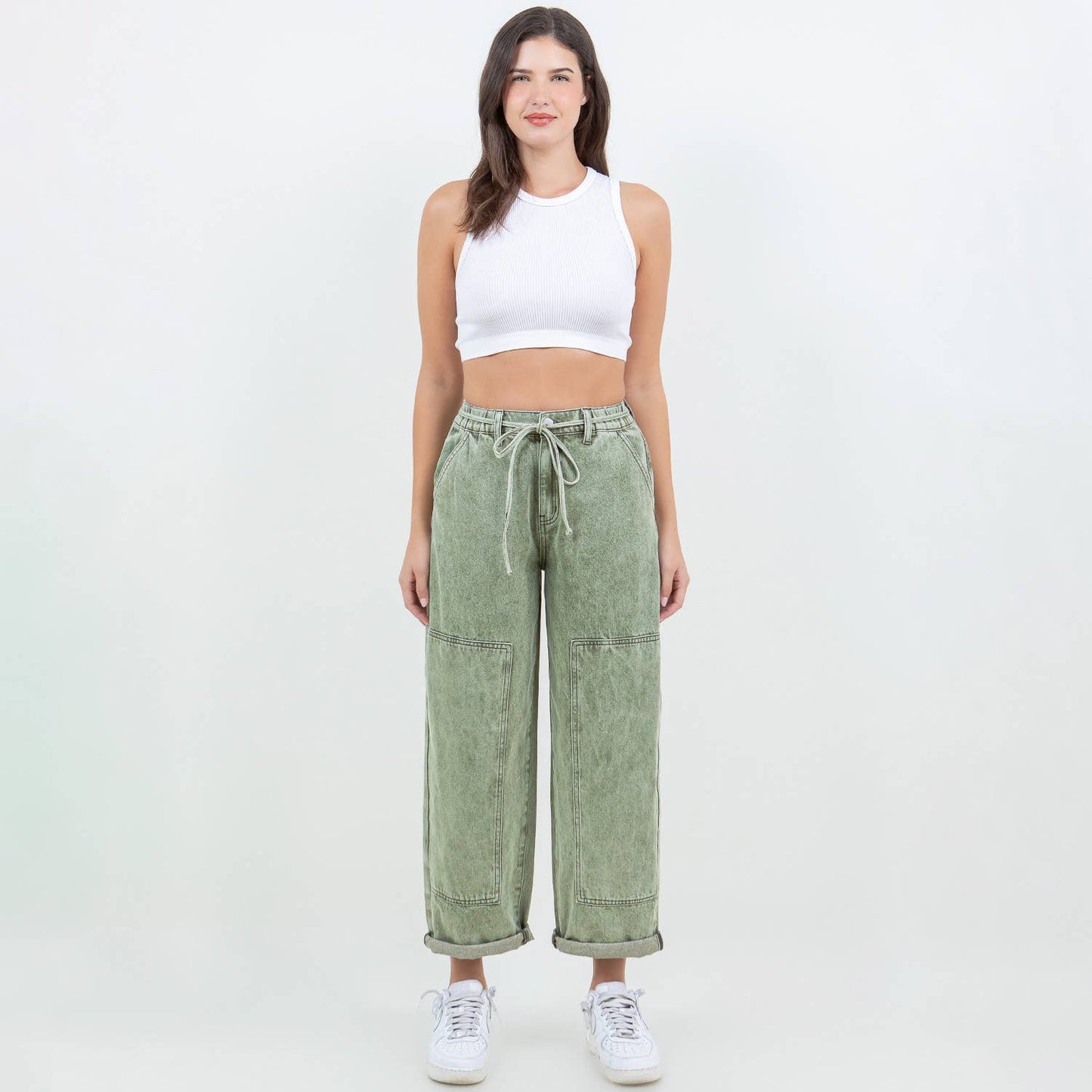 American Bazi - COLOR WASHED BARREL FIT PANTS-RJH21162