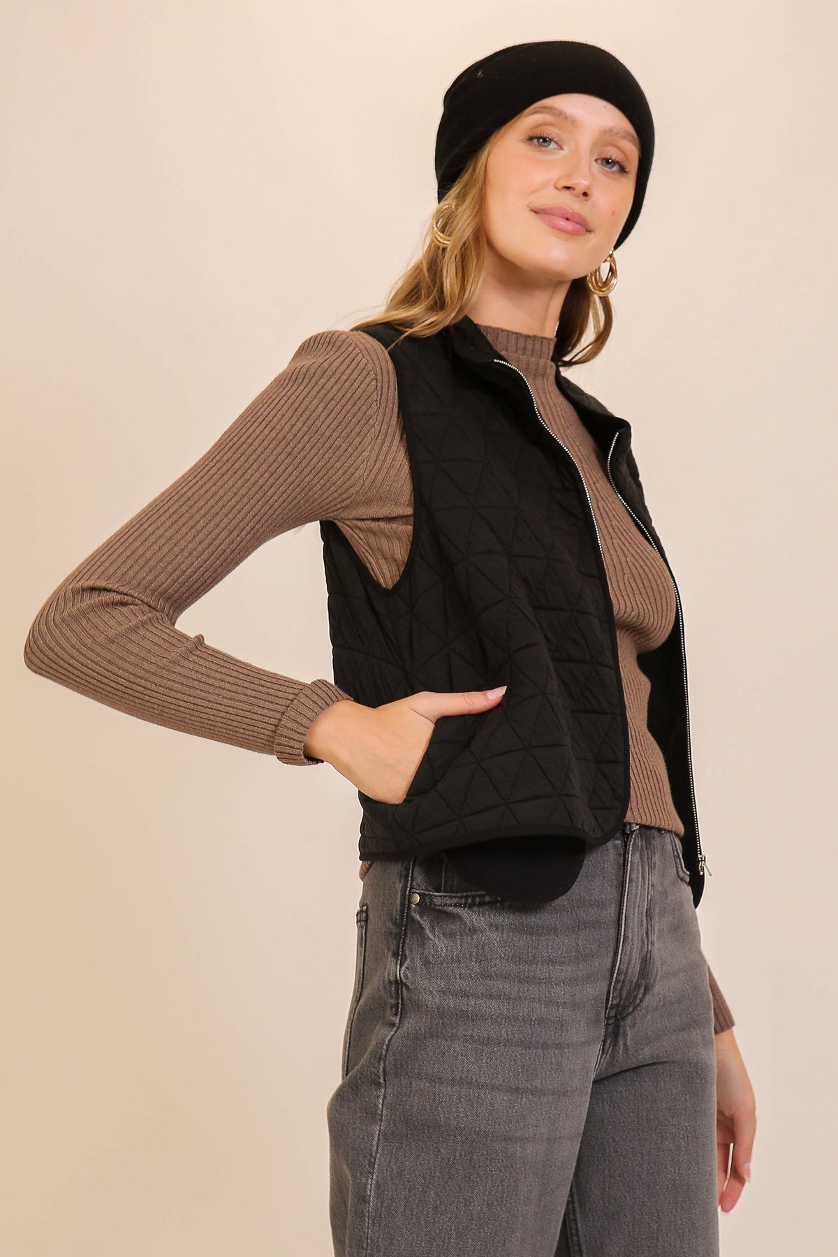 TIMING - Quilted Zip-Up Vest