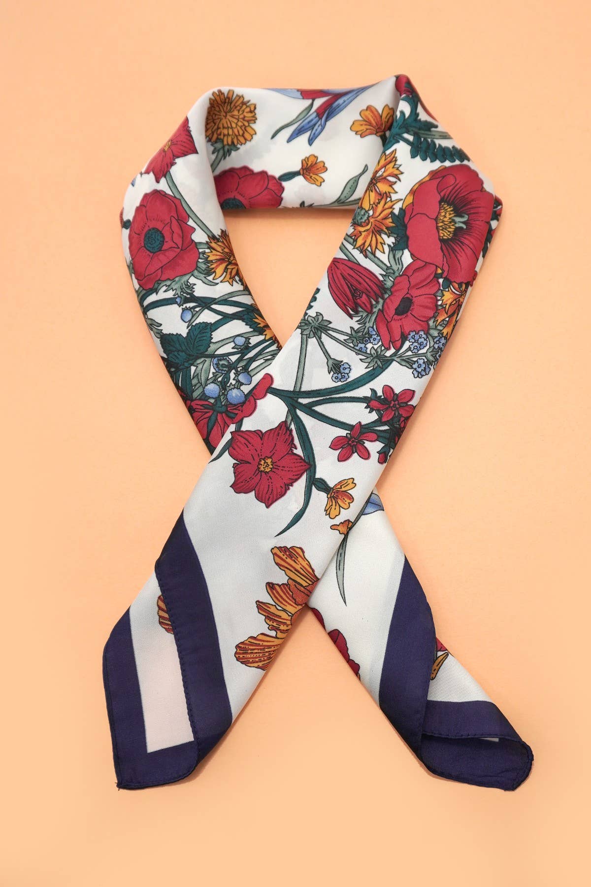 Floral Black Trim Scarf