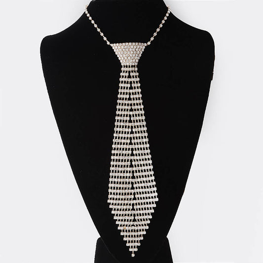 3AM BY H&D ACCESSORIES - Bejeweled Necktie Statement Necklace