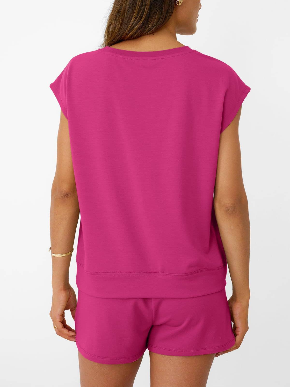 Suhkasana - Casual Lounge Set Cap Sleeve Top Drawstring Shorts