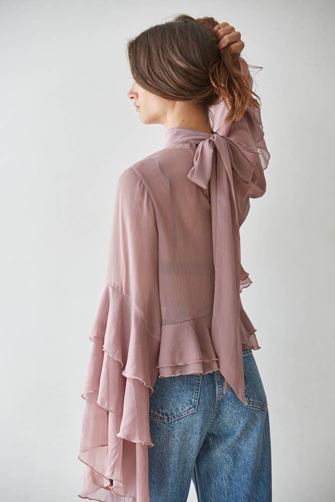 By Together - L9717 | Woven Polyester Chiffon See Through Top