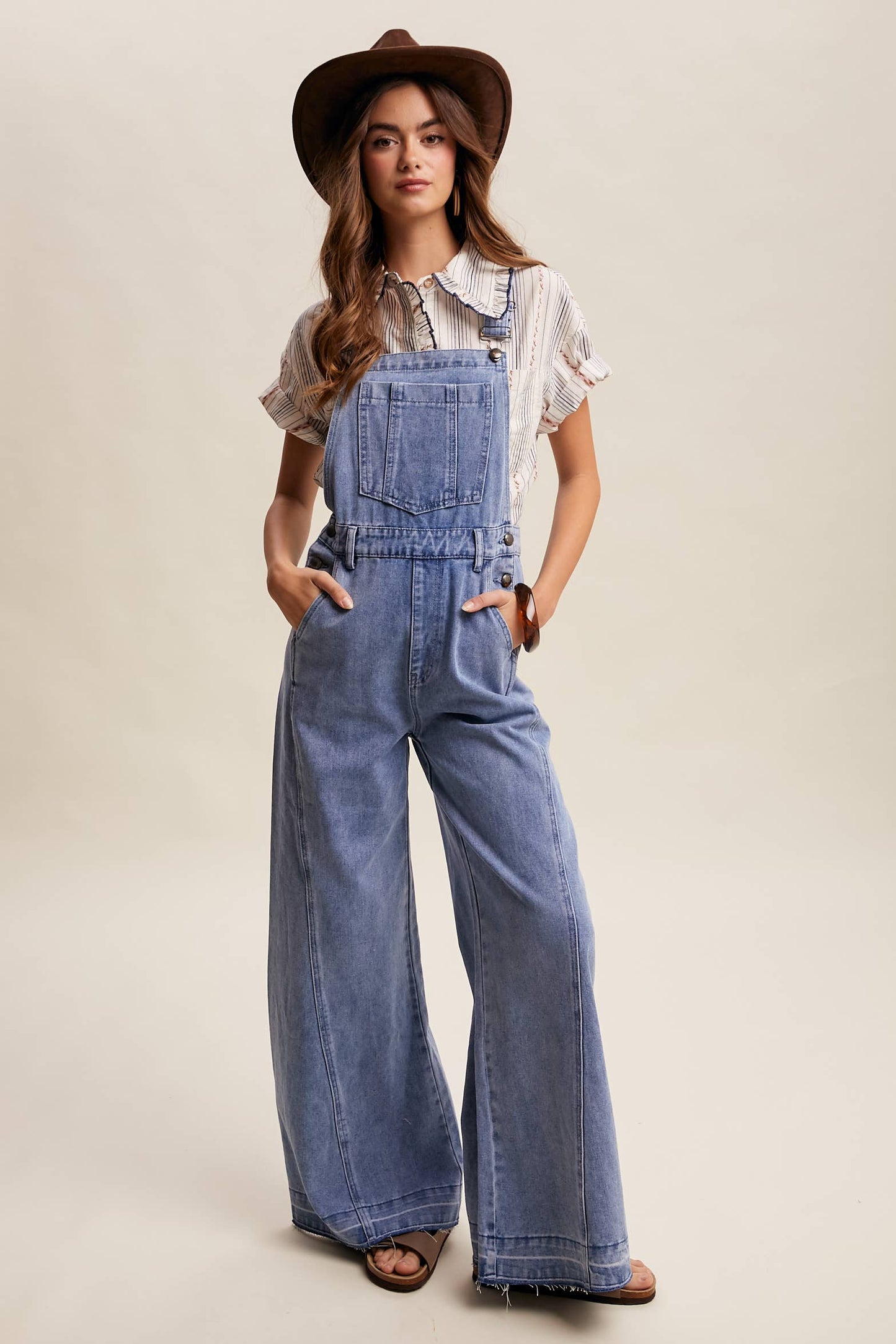 Wide Leg Denim Overalls LRP0296