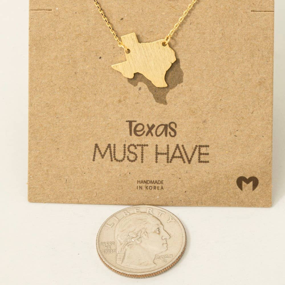 Fame Accessories - Gold Dipped Texas State Pendant Necklace