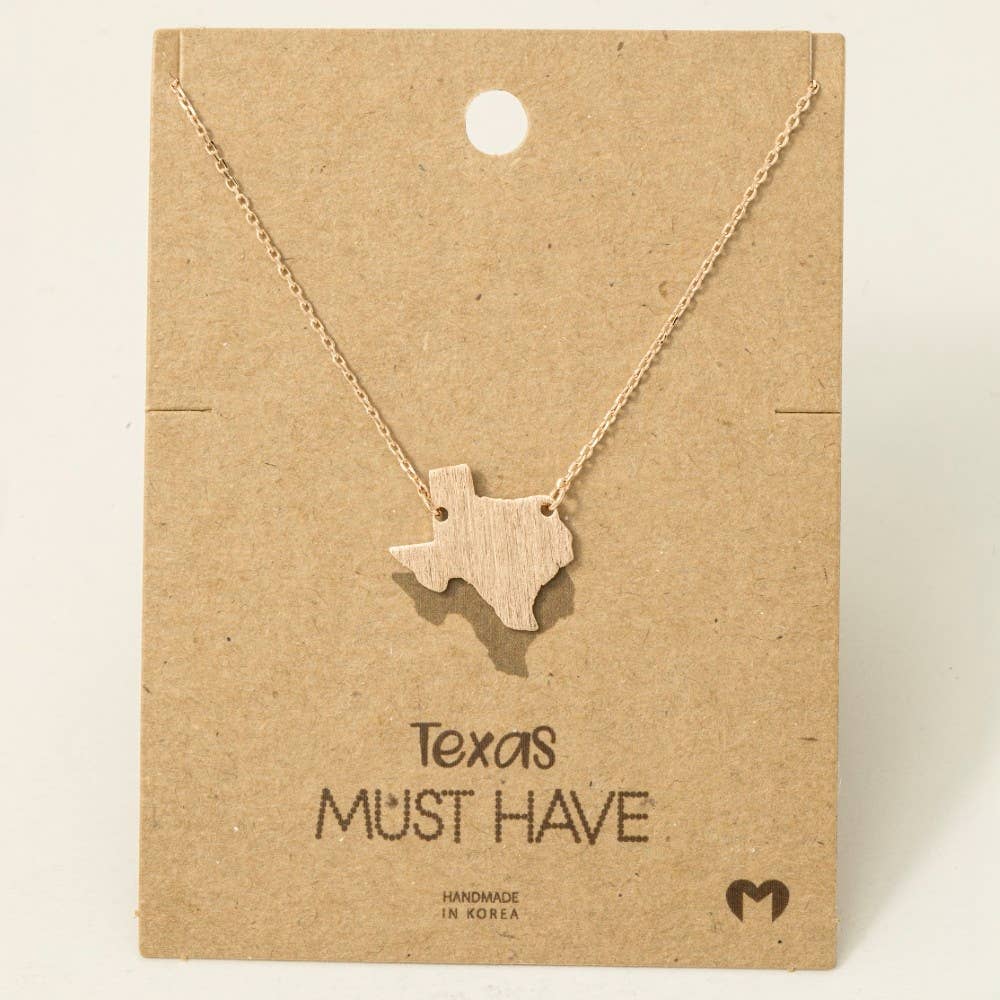 Fame Accessories - Gold Dipped Texas State Pendant Necklace