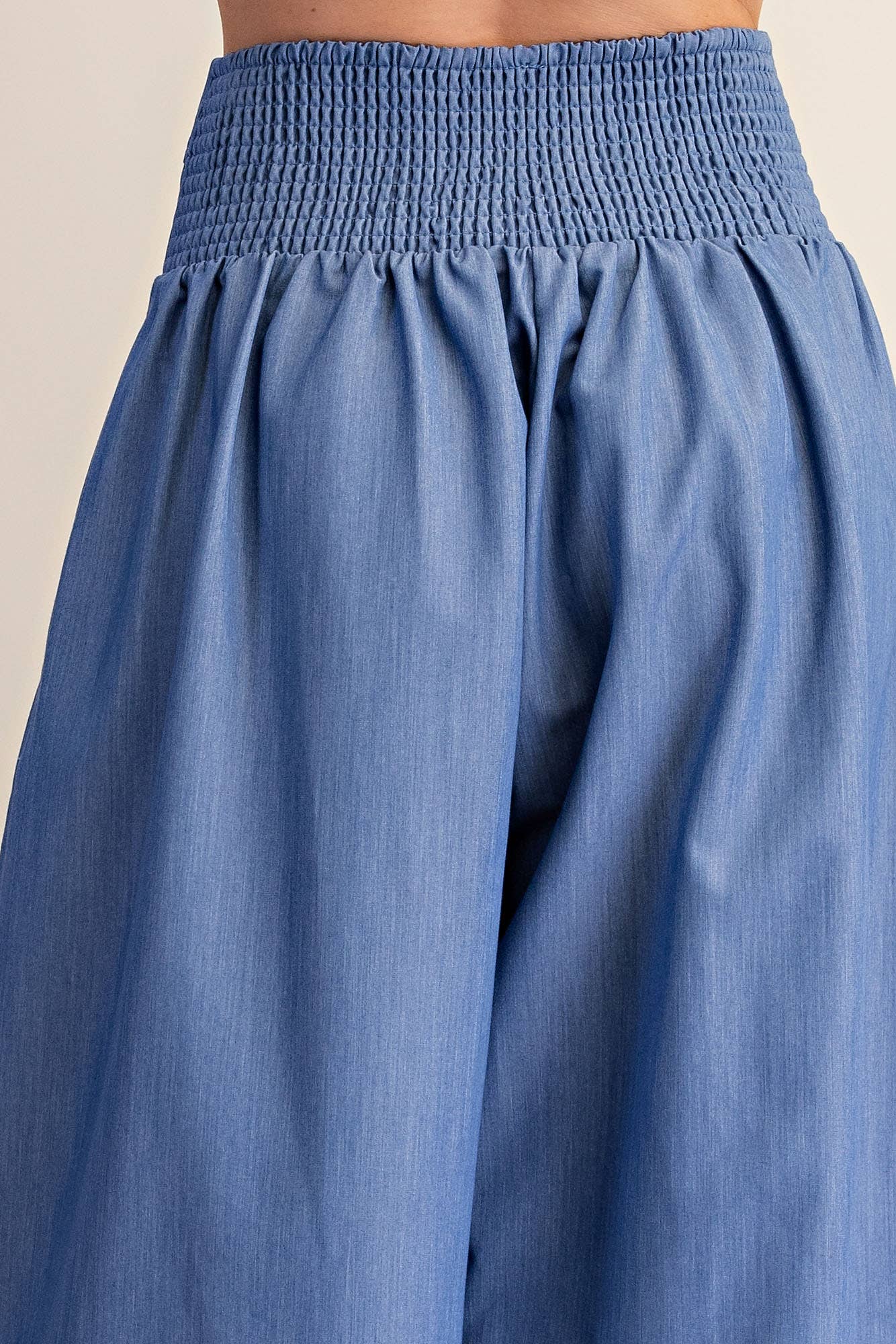 Glam - Wide Leg Pleated Crop Pants High Waist Band