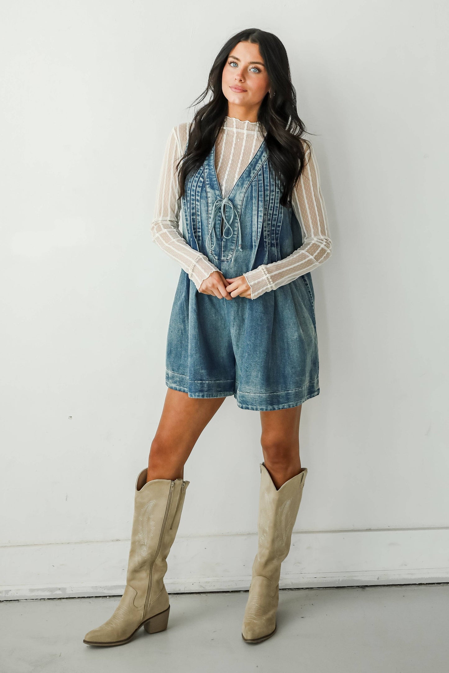 Precious Look Denim Romper: Denim / Small