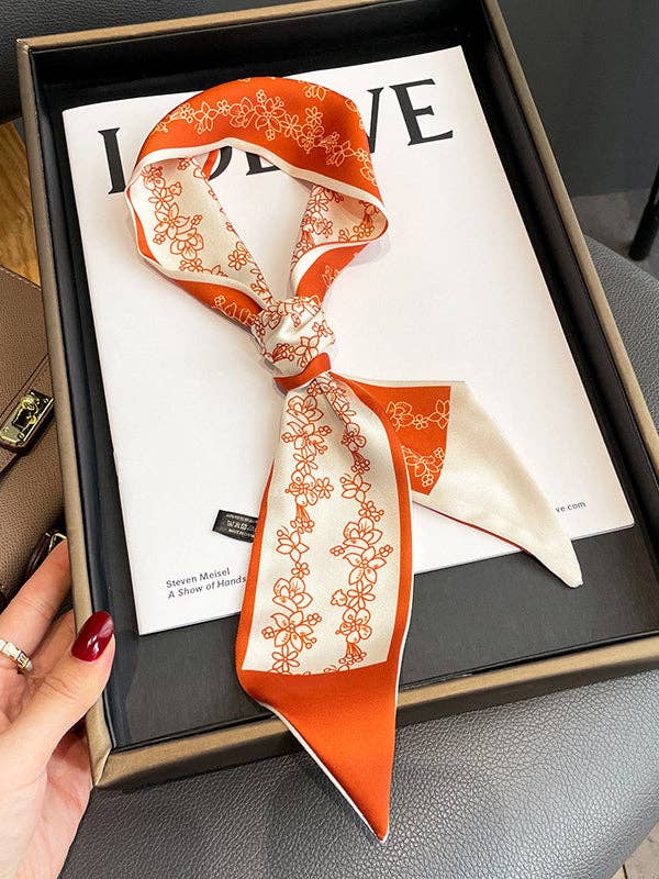 Contrast Color Flower Print Scarf: GREEN / One_size