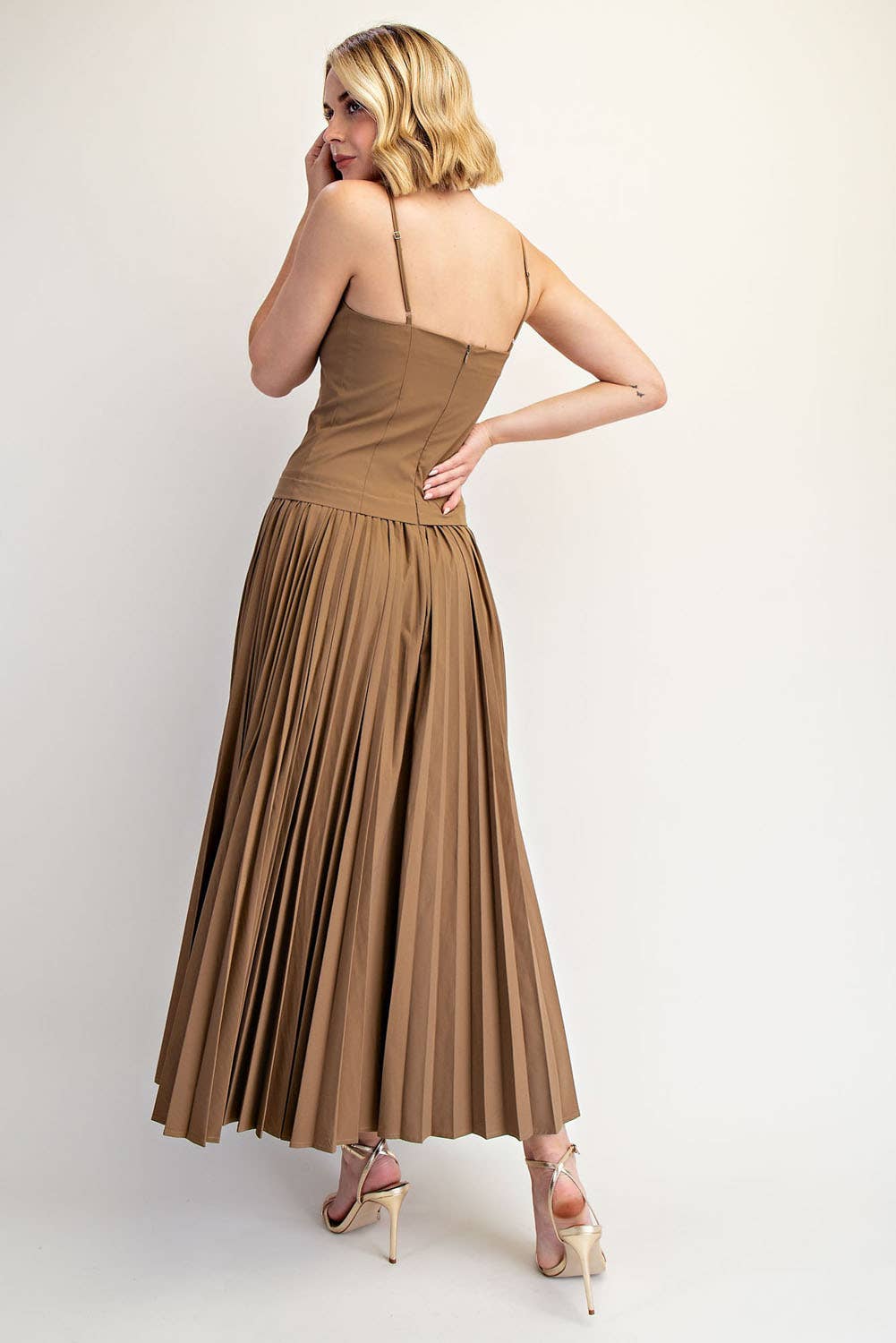 Edit by Nine - Woven Stretch Midi Dress with Pleated Skirt