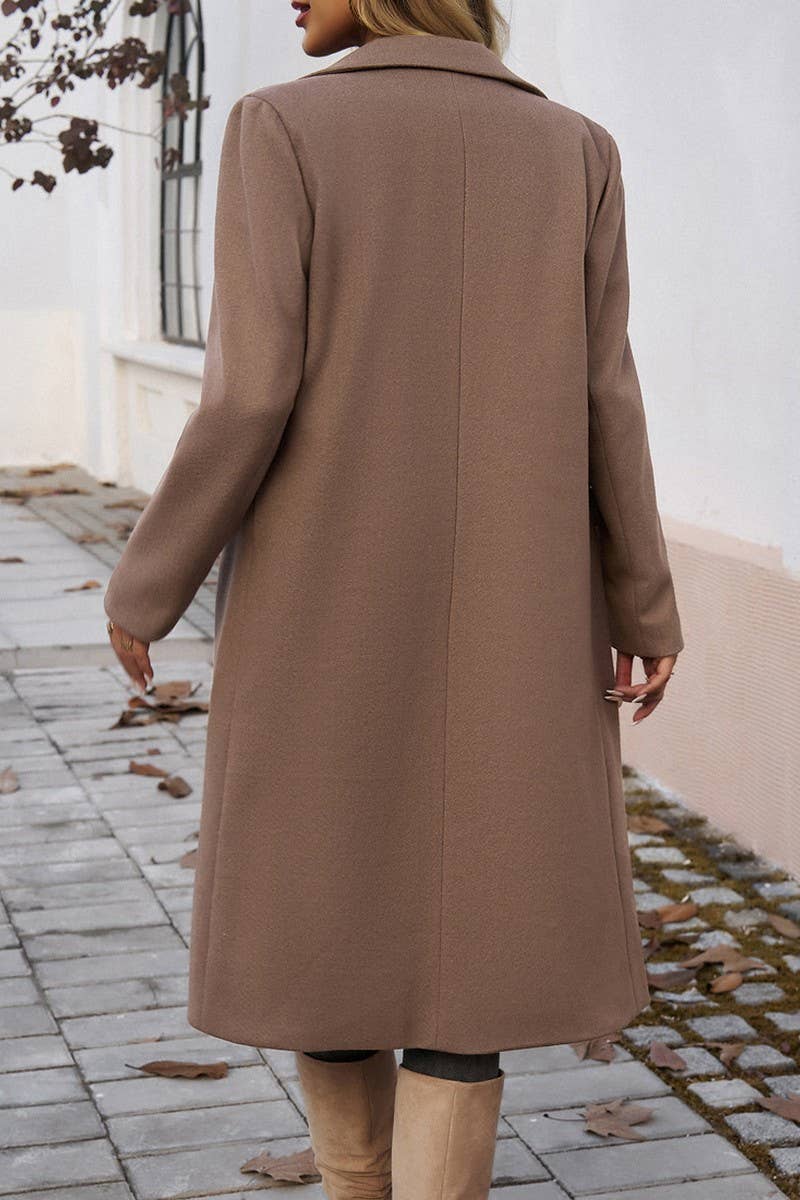 NINEXIS - CWOCO0258_V NECK LONG SLEEVE WOOLEN COAT