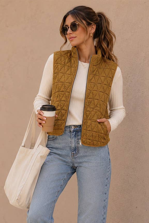 TIMING - Quilted Zip-Up Vest