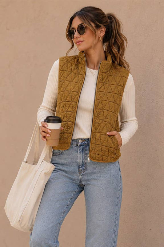 TIMING - Quilted Zip-Up Vest
