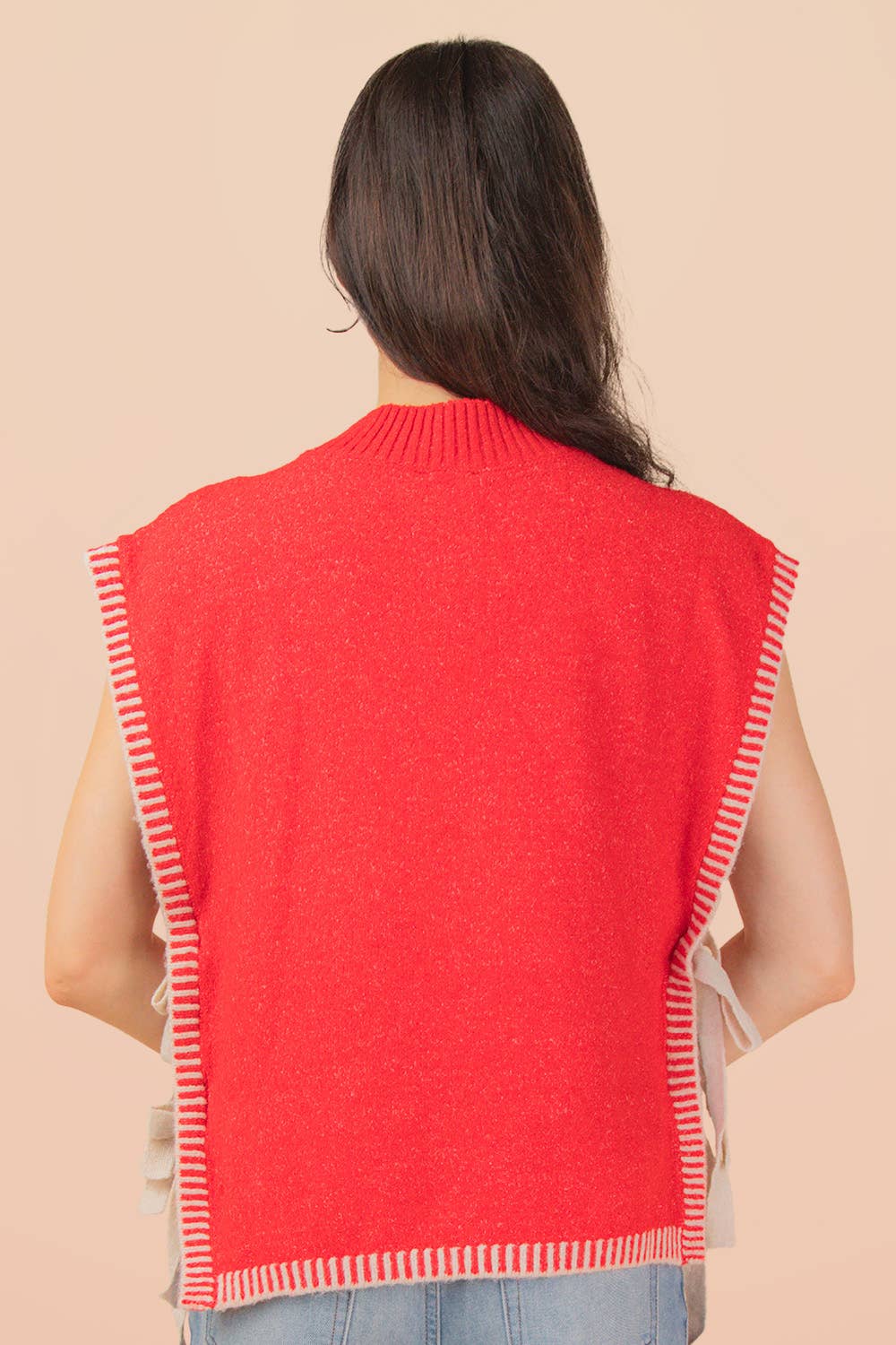 VERY J - 12W3547N-Side Tie Detail Knit Sweater Vest Top