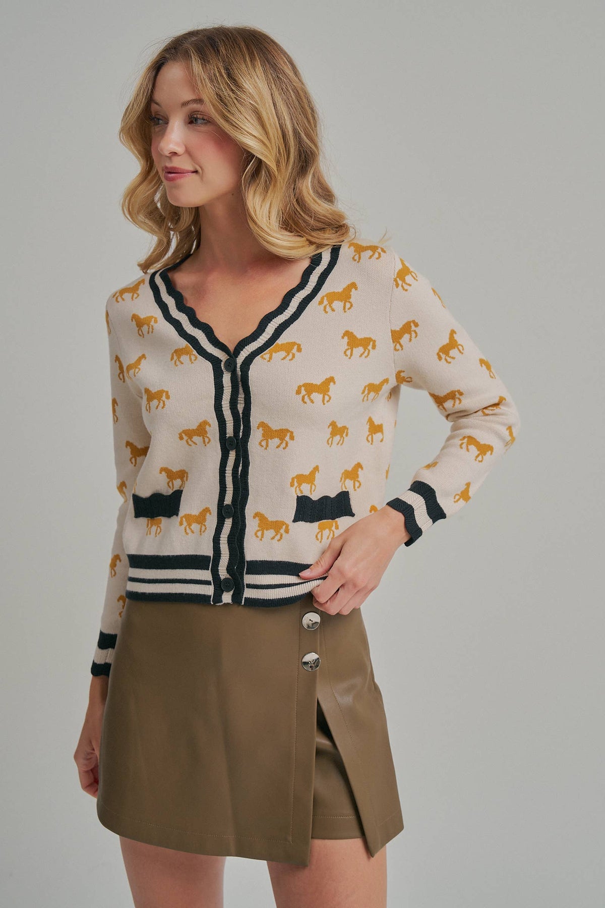 BON - SUPER SOFT HORSE PRINT KNIT CARDIGAN_JLT00386-01