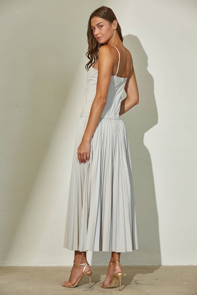Edit by Nine - Woven Stretch Midi Dress with Pleated Skirt