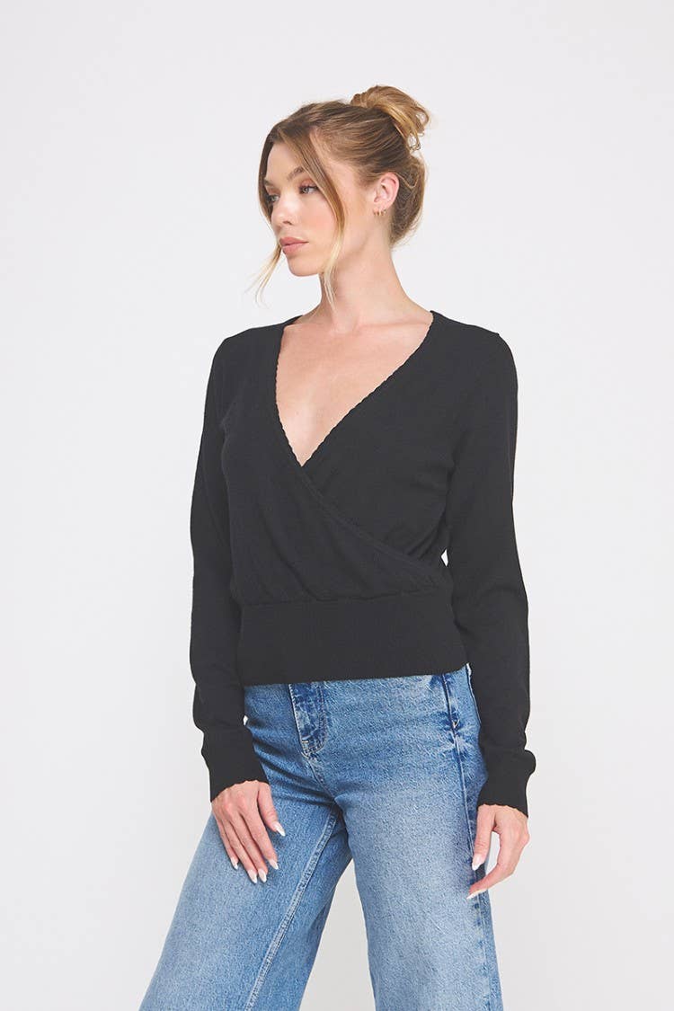Black Crossover Sweater
