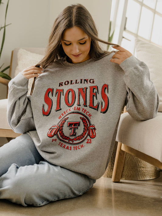 LivyLu - Rolling Stones Texas Tech College Seal Thrifted Sweatshirt