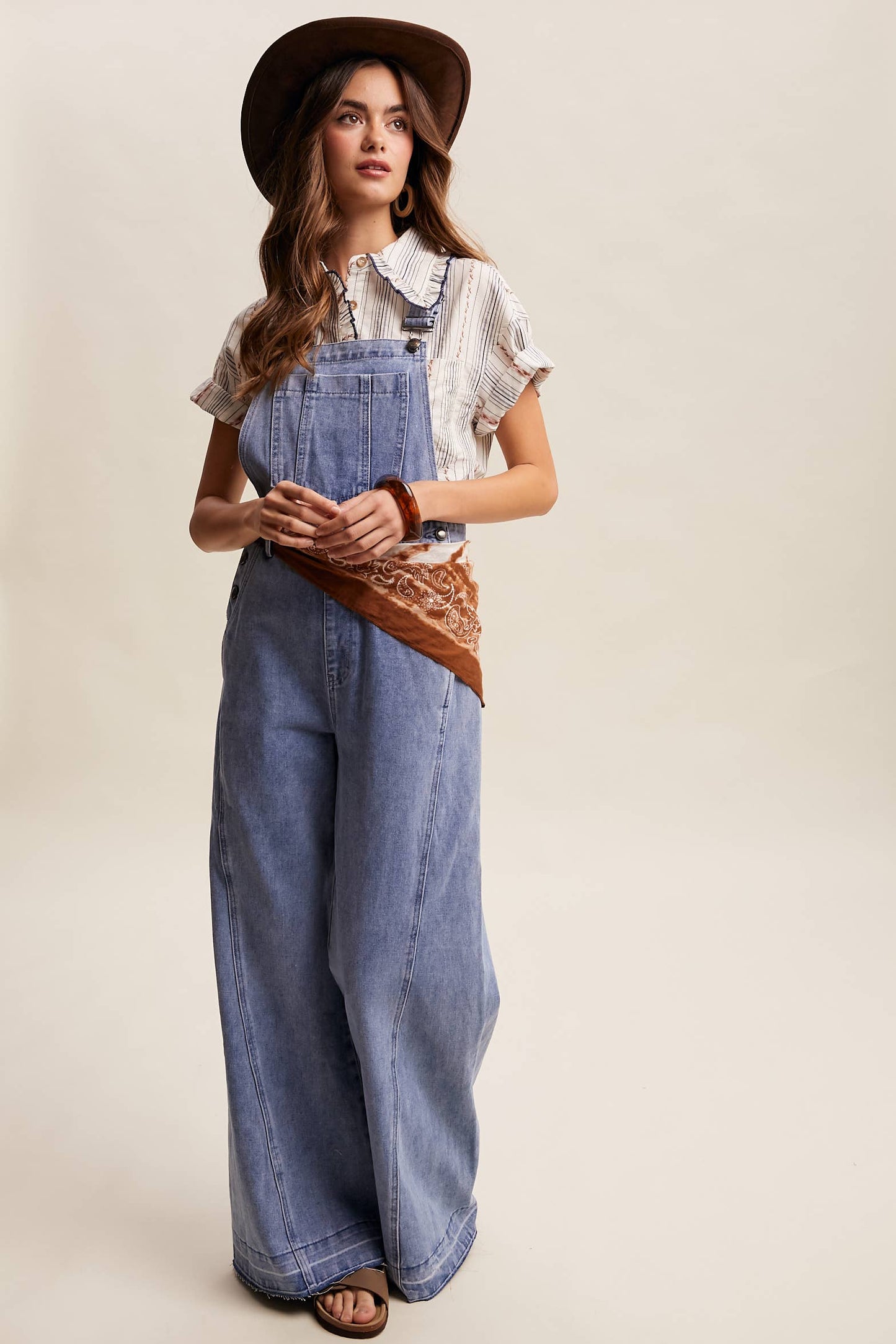 Wide Leg Denim Overalls LRP0296