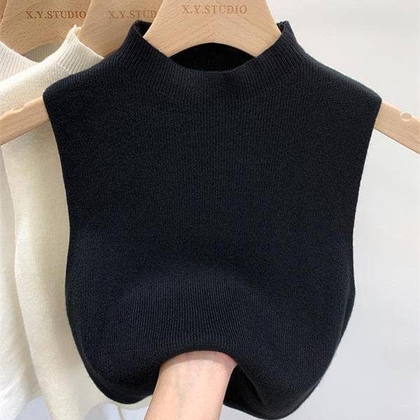 Hope & Sunshine - Knit Vest Sleeveless Turtleneck Top