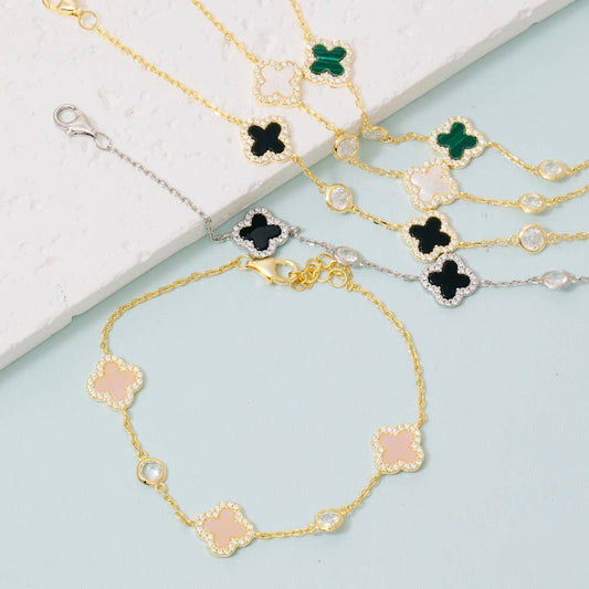 Fame Accessories - Sterling Silver Clover Chain Bracelet