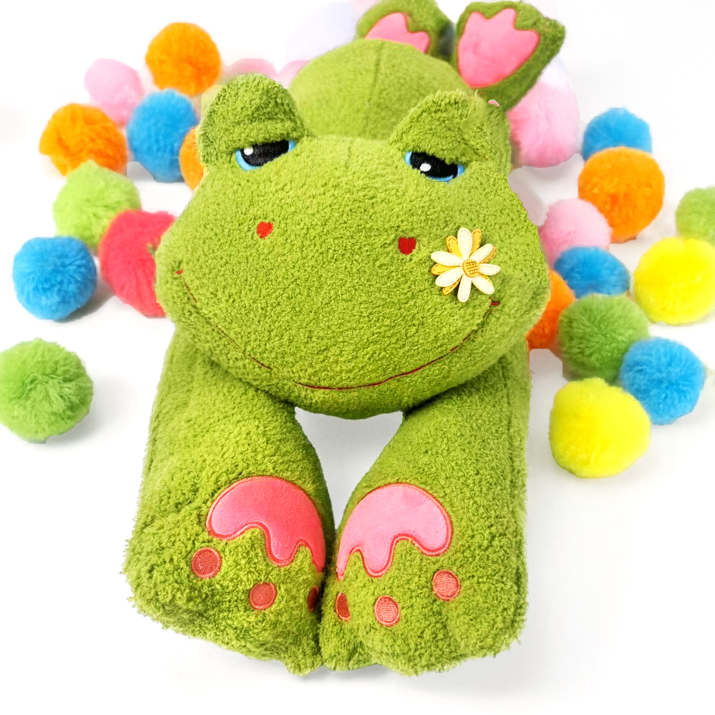 FLUFFERY - Green Frog Plush Sleeping Pillow (39" / 100 cm) Furry Gift