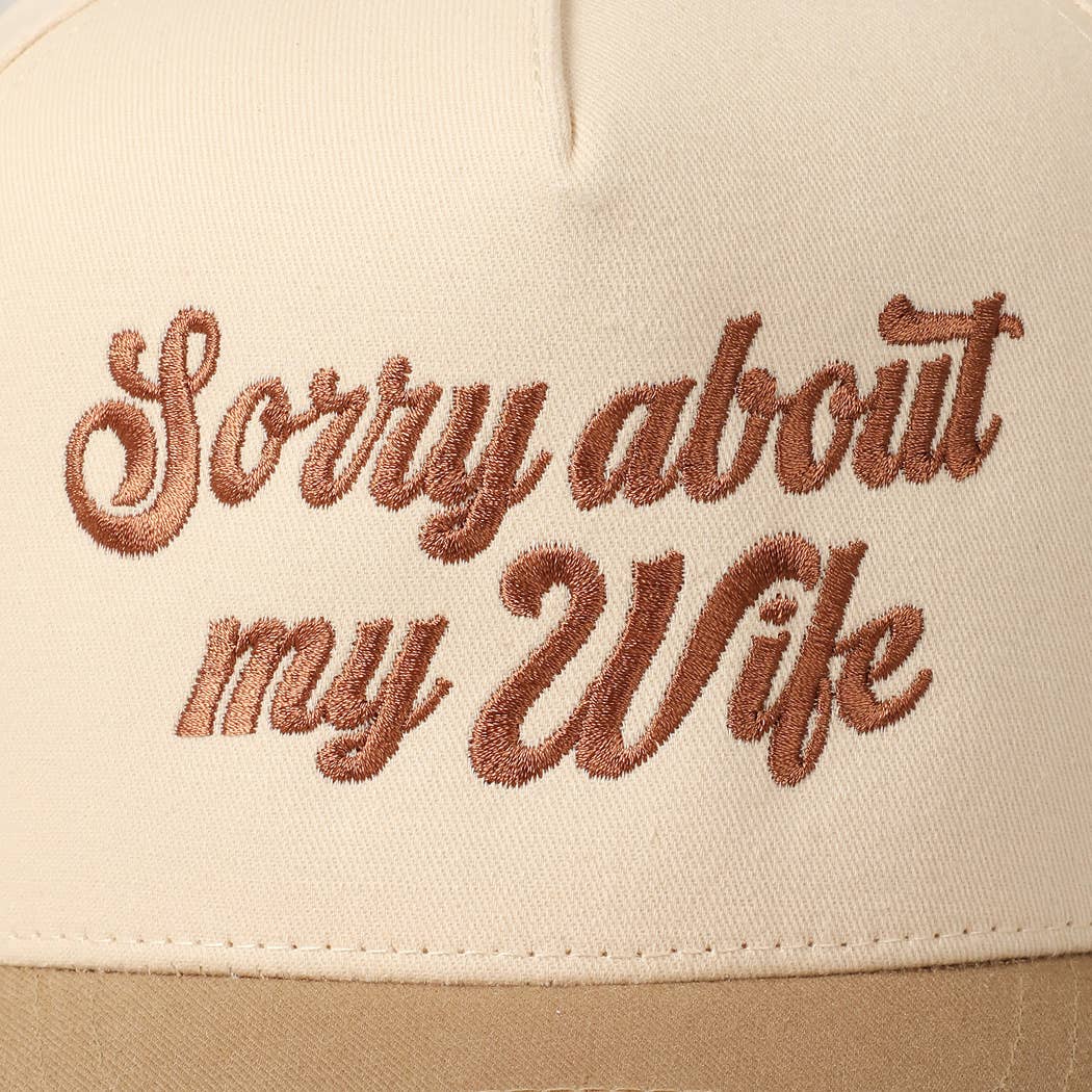 Fashion City - Sorry About My Wife / Husband Embroidery Two-Tone Canvas Cap