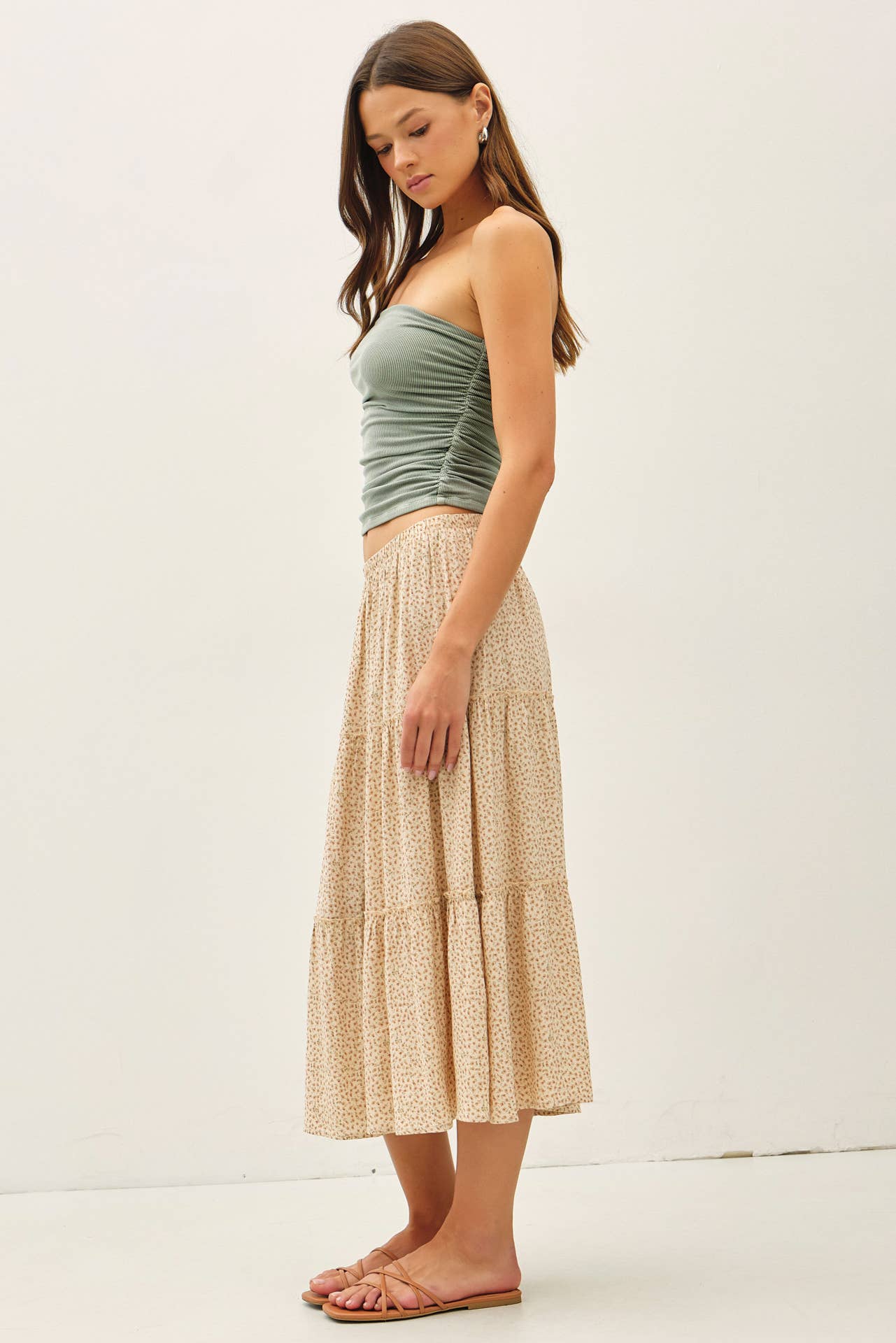 MOCHA JERSEY RUCHED CROP TUBE TOP