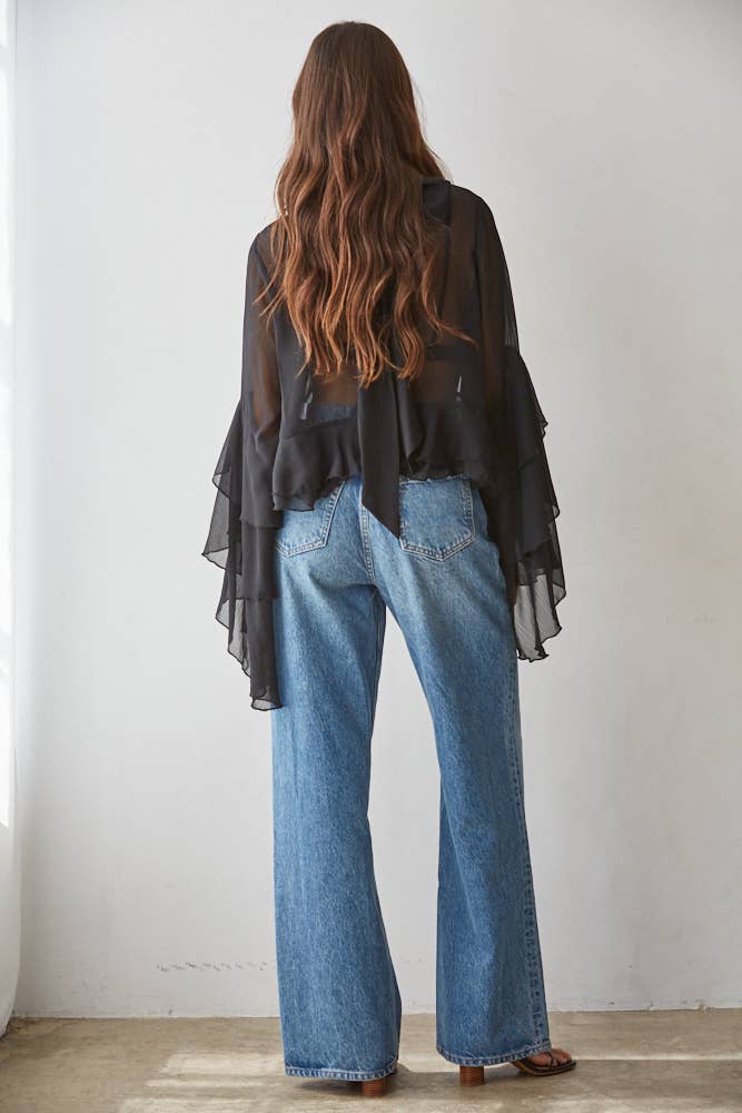 By Together - L9717 | Woven Polyester Chiffon See Through Top