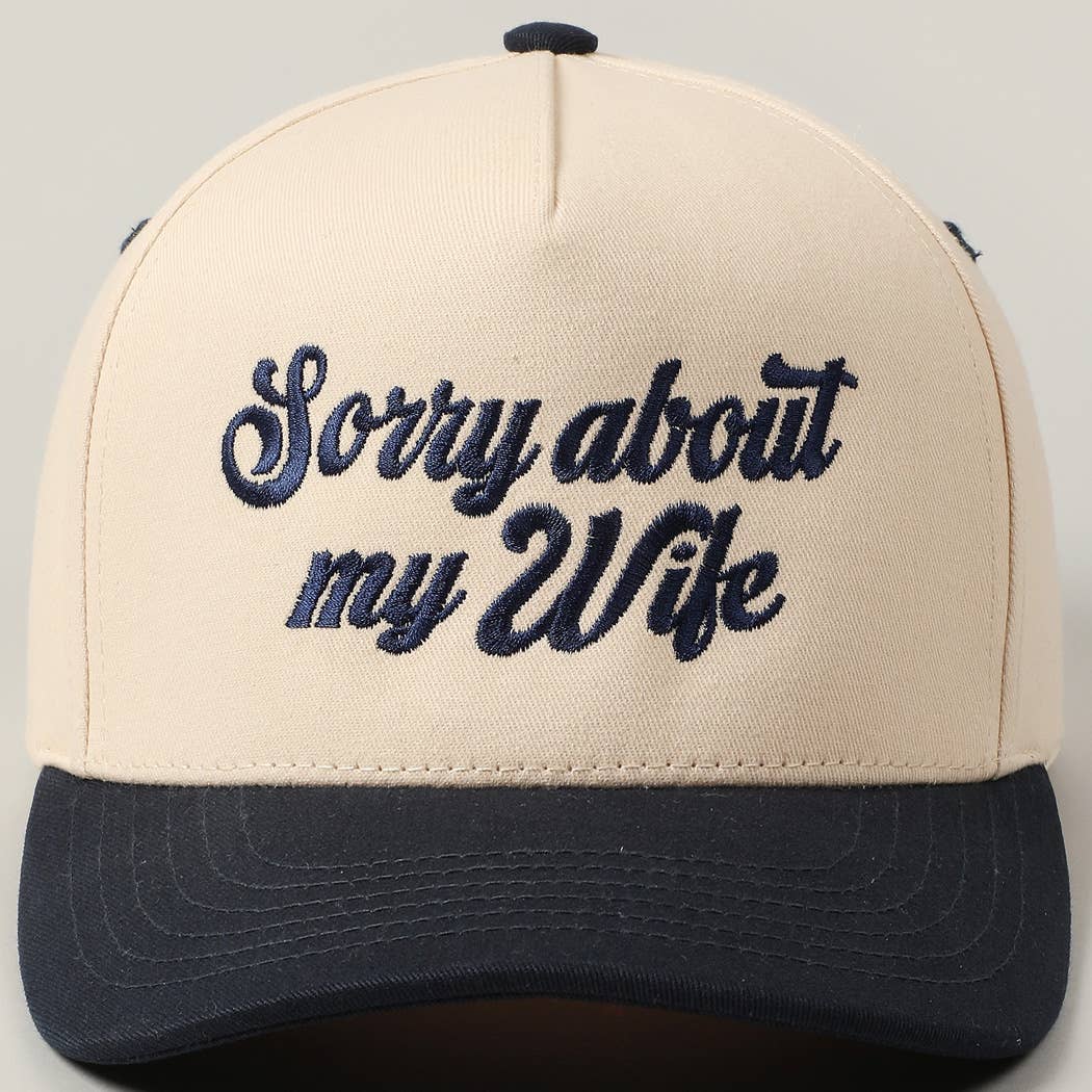 Fashion City - Sorry About My Wife / Husband Embroidery Two-Tone Canvas Cap