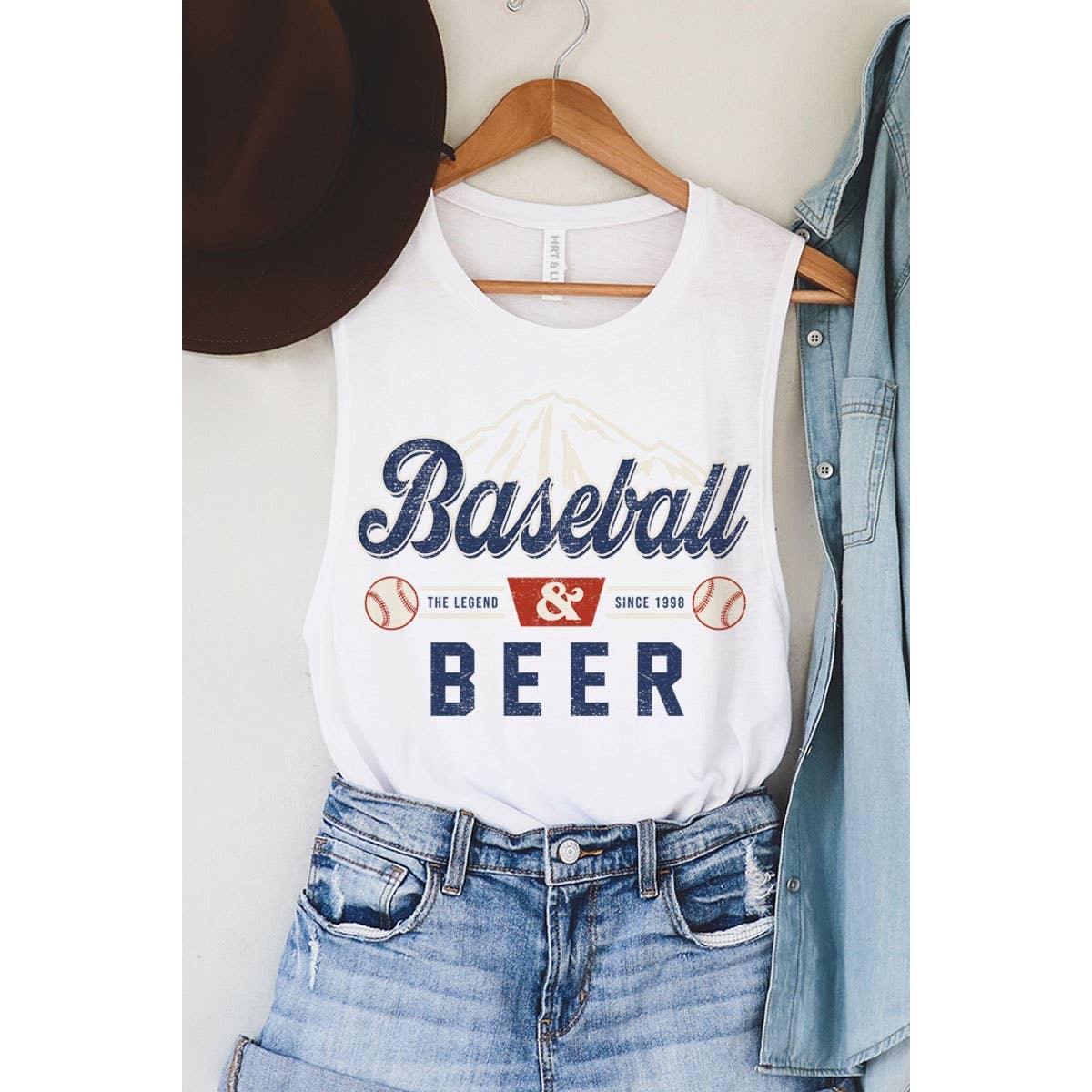 BASEBALL N BEER MINERAL GRAPHIC TANK TOP: Mineral Mustard / XL